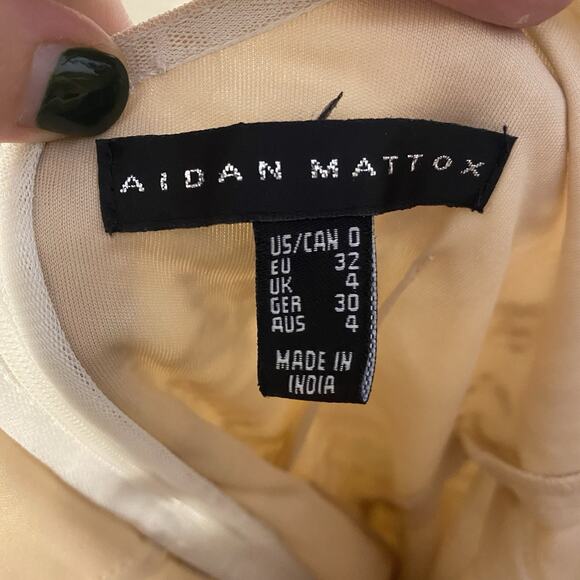 Aidan Mattox Cap Sleeve Scoop Back Beaded Sequin Sheath Party Mini Dress Sz 0 XS - Picture 7 of 10